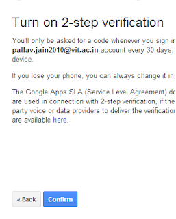 Confirm to start the 2 step verification
