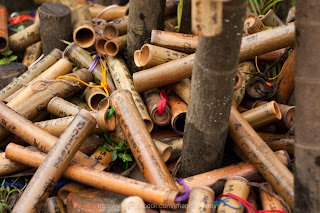 Prayers and wishes written on bamboo