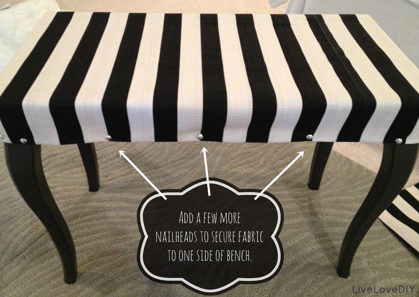 Livelovediy Diy Striped Upholstered Bench