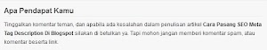 Cara Menambahkan Pesan Di Atas Kolom Komentar