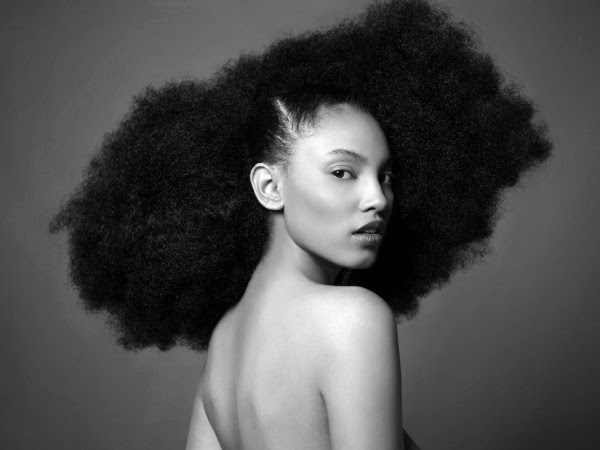 Black and white portrait natural hair afro long hair big hair frizzy hair