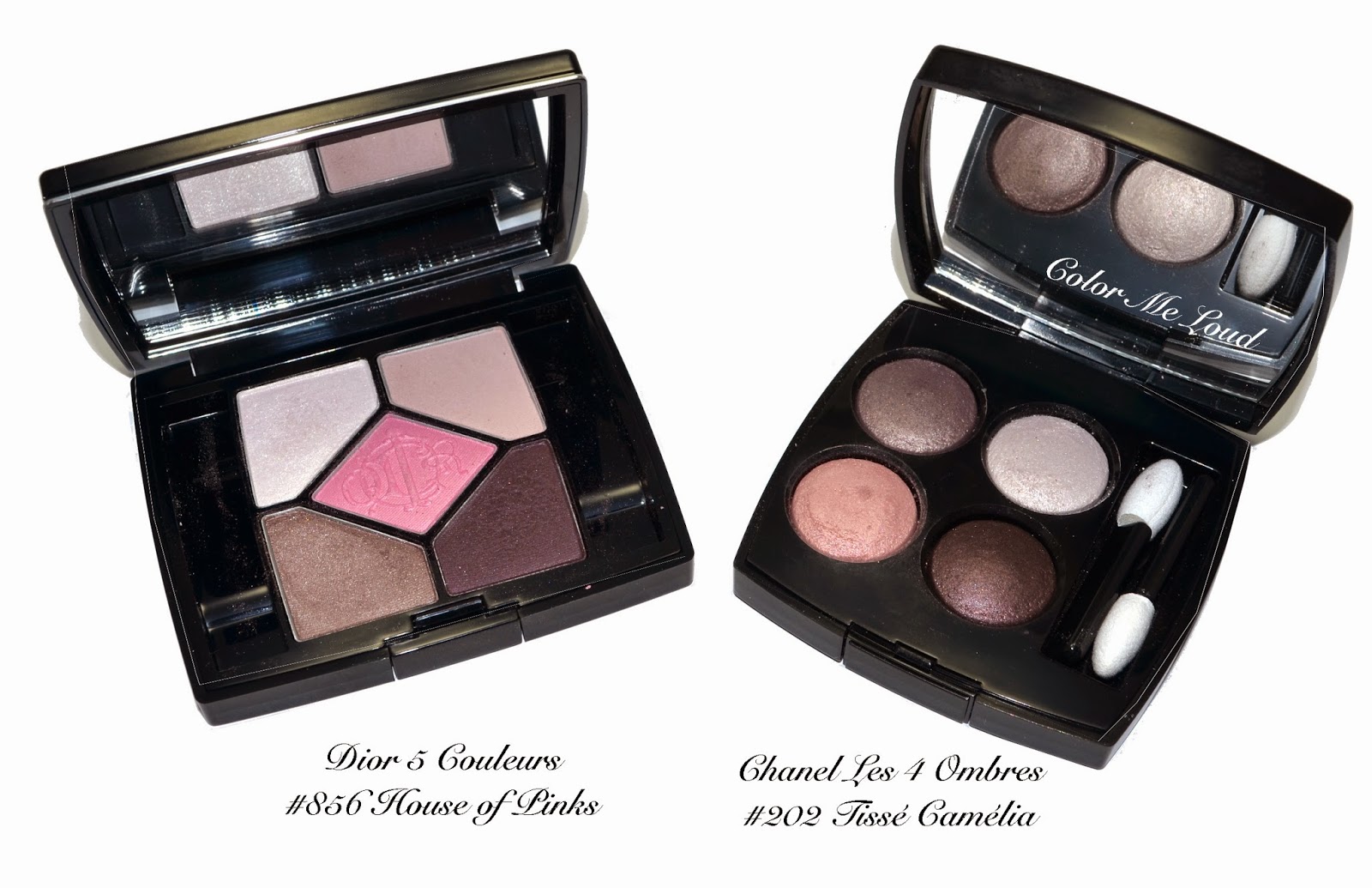 Comparison Dior 5 Couleurs #856 House of Pinks vs. Chanel #202 Tisse Camélia