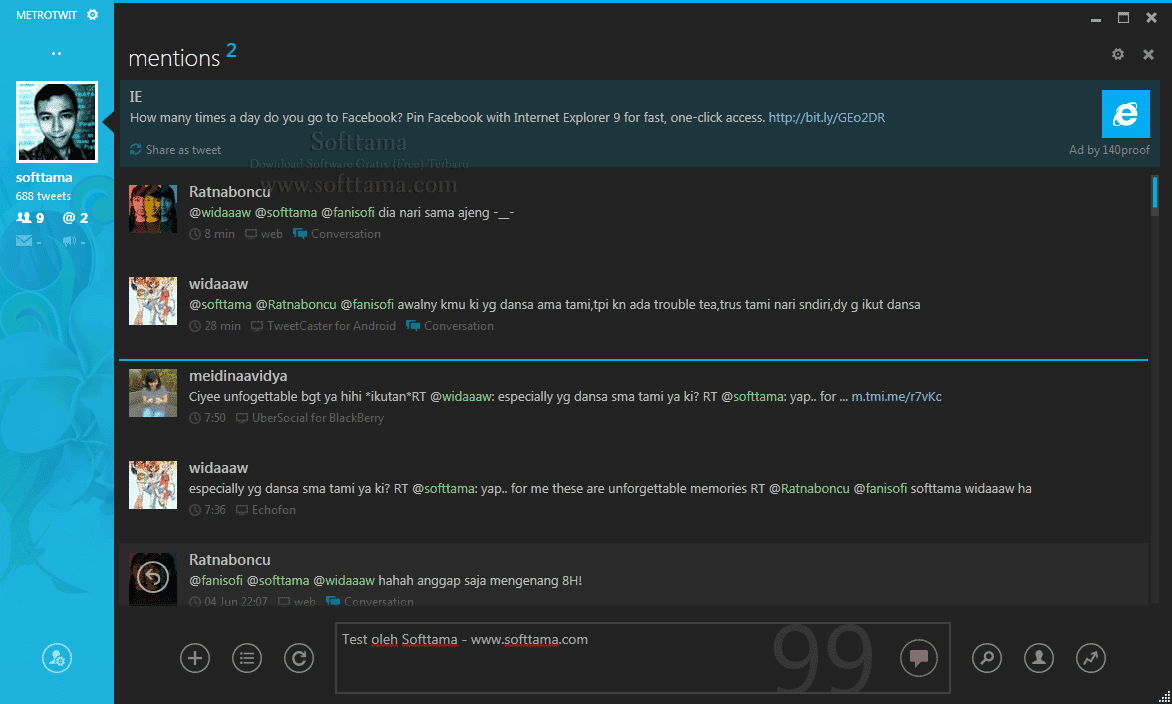 Screenshot software MetroTwit 1.0.1.0