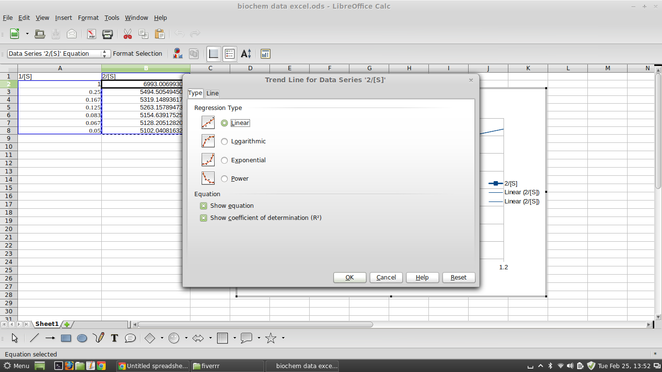 Calculate km and vmax using microsoft excel