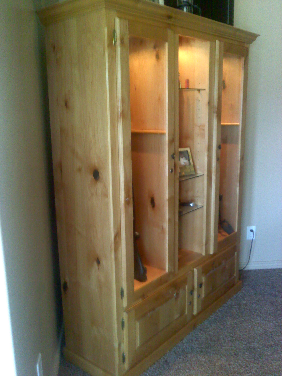 Captivating Wood Creations Large Gun Cabinet The Alexander