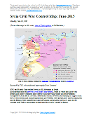 Map of fighting and territorial control in Syria's Civil War (Free Syrian Army rebels, Kurdish groups, Al-Nusra Front, Islamic State (ISIS/ISIL), and others), updated for late June 2015. Highlights recent locations of conflict and territorial control changes, such as Palmyra, Ariha, Tel Abyad, Ayn Issa, and Hasakah, Kobani, and Suwayda.