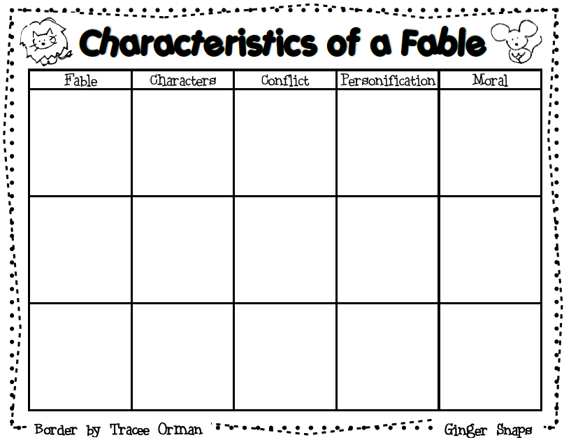 Fable Graphic Organizer Classroom Freebies