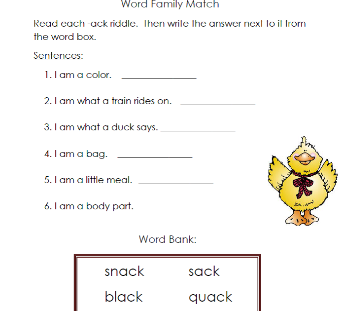 Family of Educators: ack Word Family