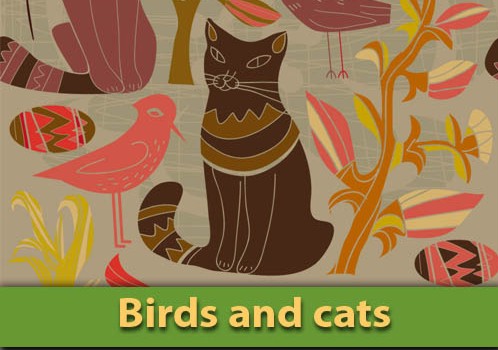 Cat and bird ancient paint vector cat+and+bird Cat and bird ancient paint vector