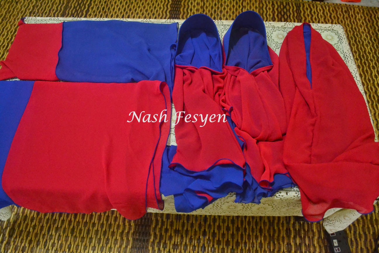 Tudung & Shawl Merah Biru Untuk Program Hari Kemerdekaan