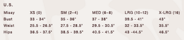 Anne Klein Size Chart