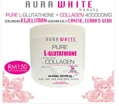 Aura White Beauty Pure L-Glutathione + Hydrolyzed Collagen 400,000mg