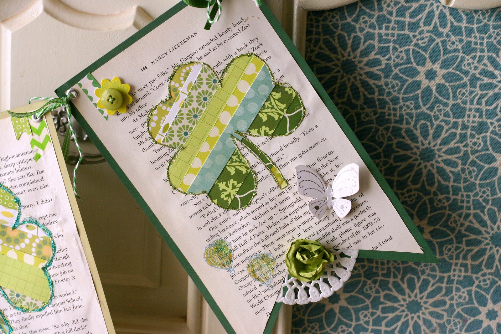 Li'l Buck's Creations A Shamrock Book Page Banner For March