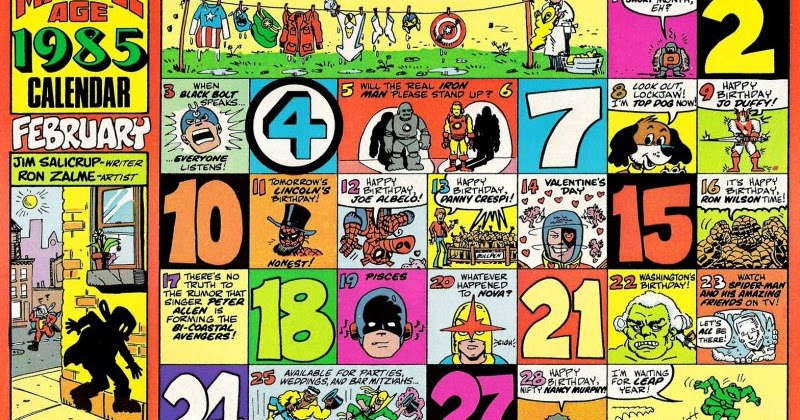 Marvel Comics of the 1980s: 1985 - February and March calendars from Marvel  Age