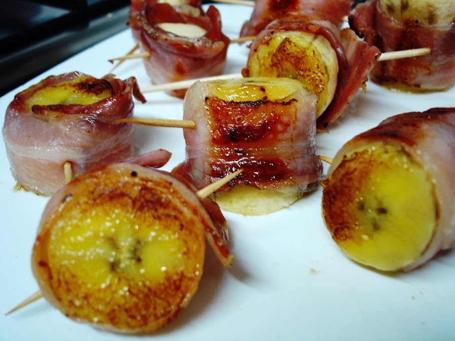Pincho de beicon con plátano original