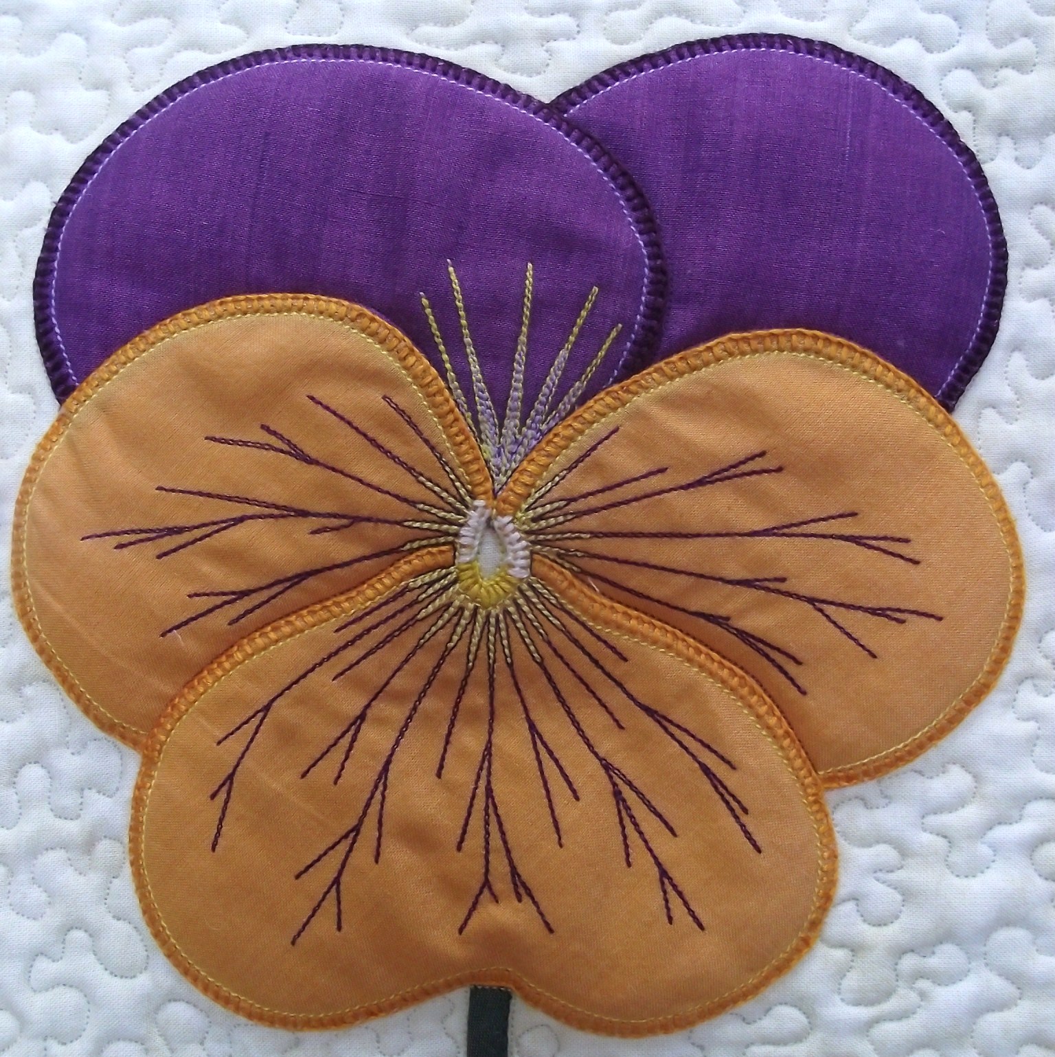 Lizzie Lenard Vintage Sewing Gold and Purple Pansy Doll Quilt