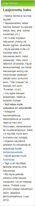 Laajennetun haun ohjeistus uudessa verkkokirjastossamme