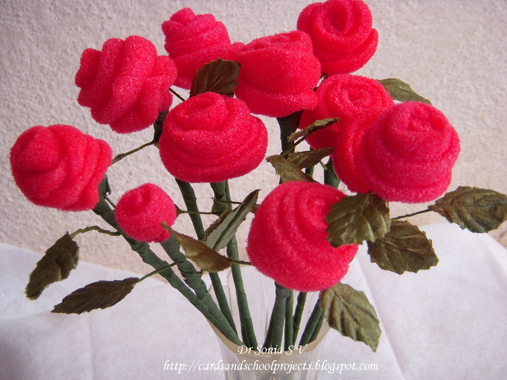 Cards ,Crafts ,Kids Projects How to make Sponge Rose Bud Flowers