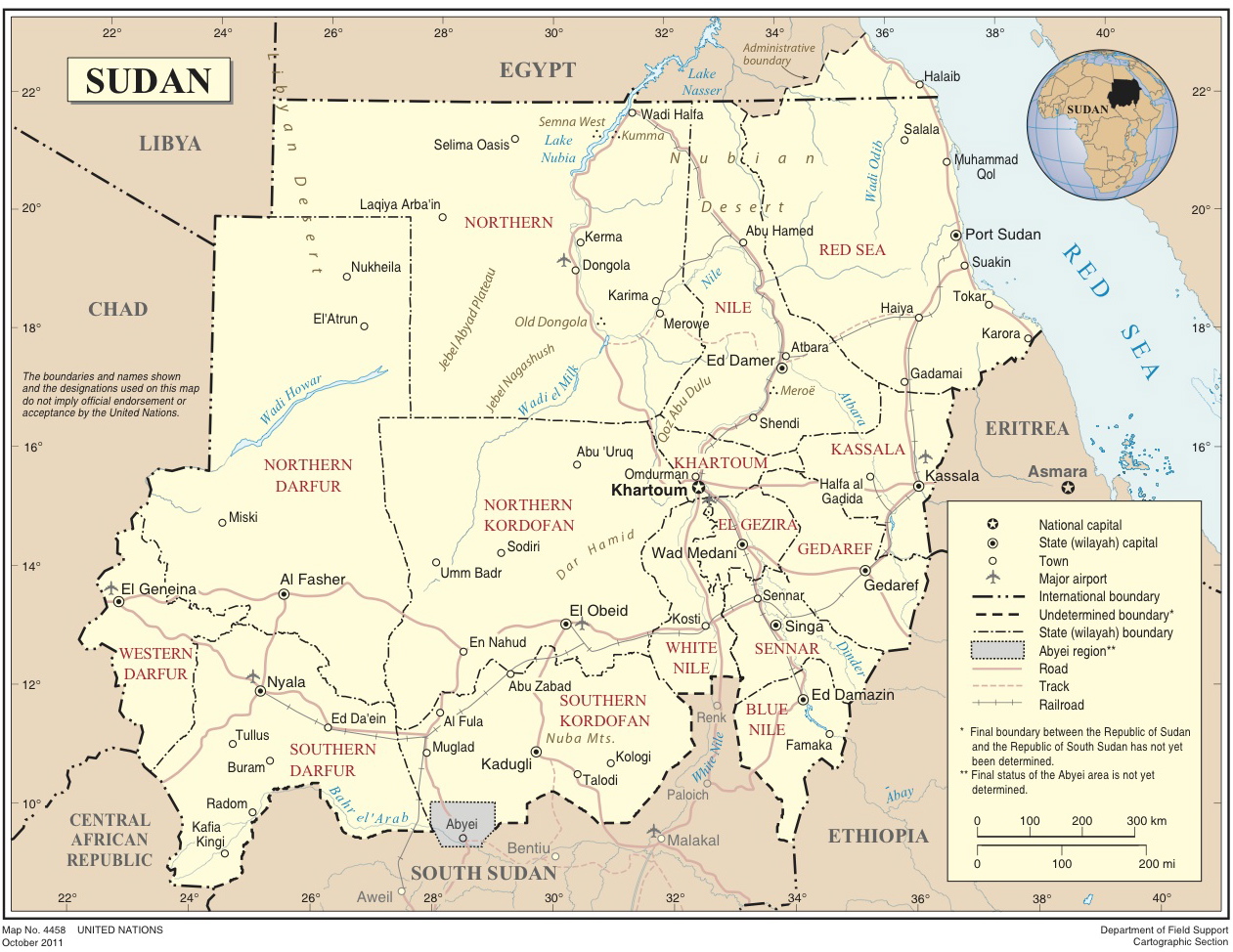 SUDAN GEOGRAPHICAL MAPS OF SUDAN
