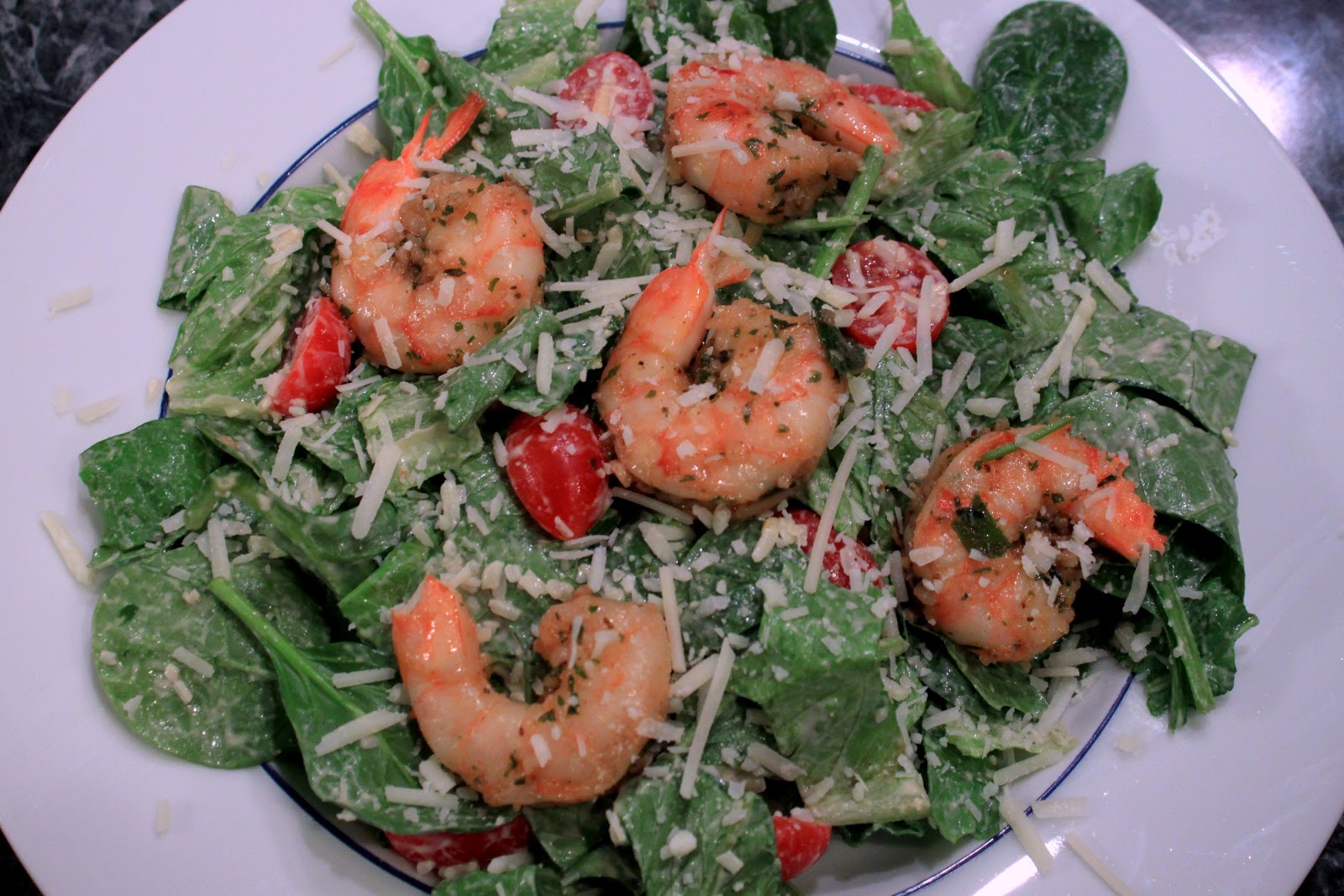 Good Clean Fun Caesar Salad with Garlic Shrimp