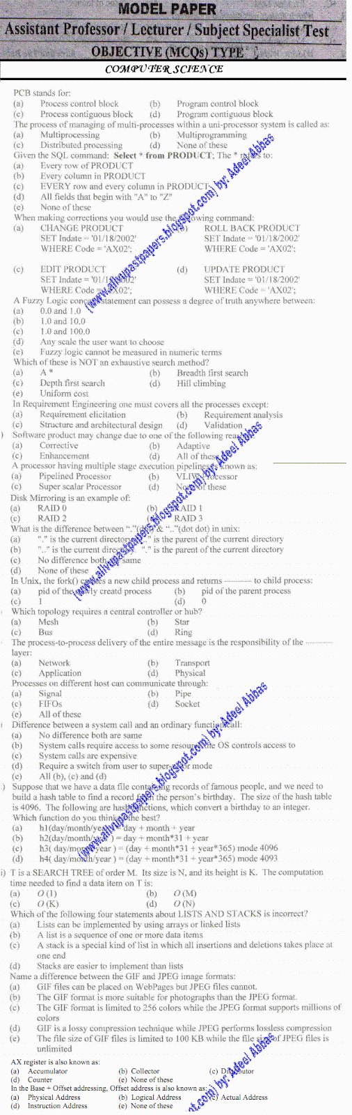 Computer Science Lecturer Sample Paper Computer+Science+1