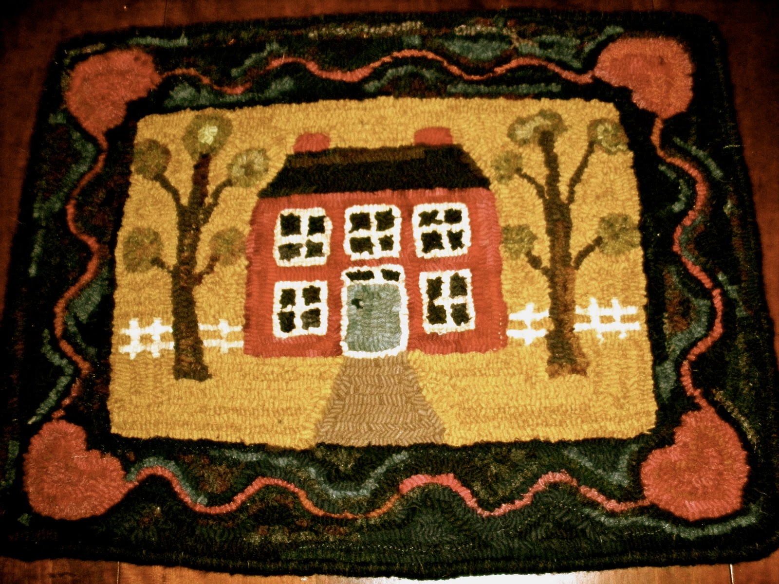 Merry Wind Farm Primitive hooked rug for sale