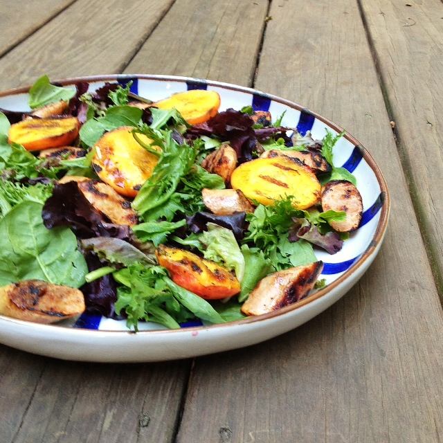 Mix it Up Grilled Peach and Sausage Salad