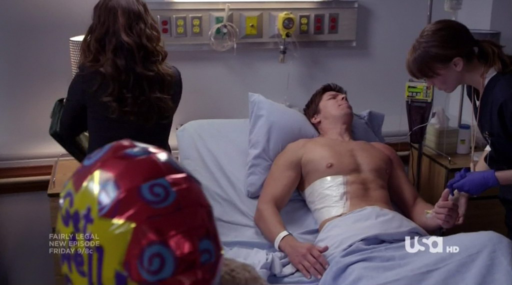 Michael Trucco is shirtless in the episode Satisfaction of Fairly Legal