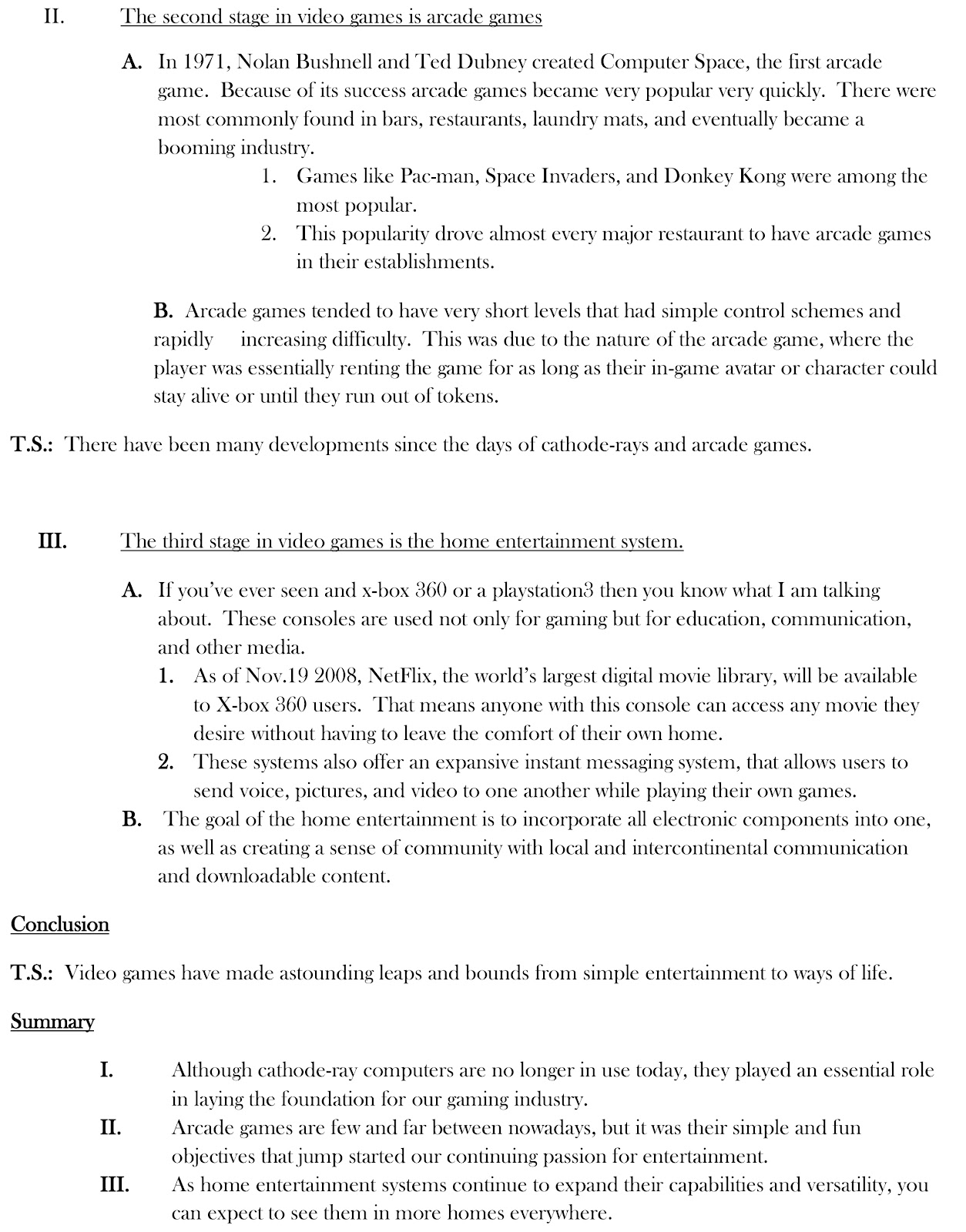 Video Game Speech 2008 (Informative Outline) Caleb Criste's Portfolio