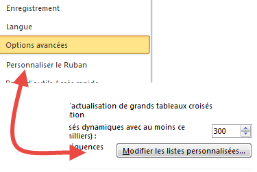 Modifier les listes personnalisées Modifier les listes personnalisées