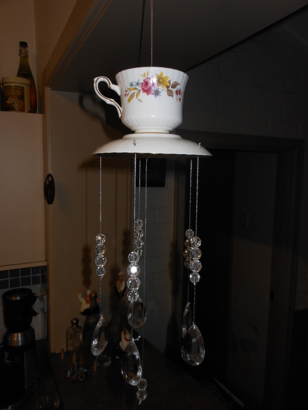 saw dust art Tea cup wind chime