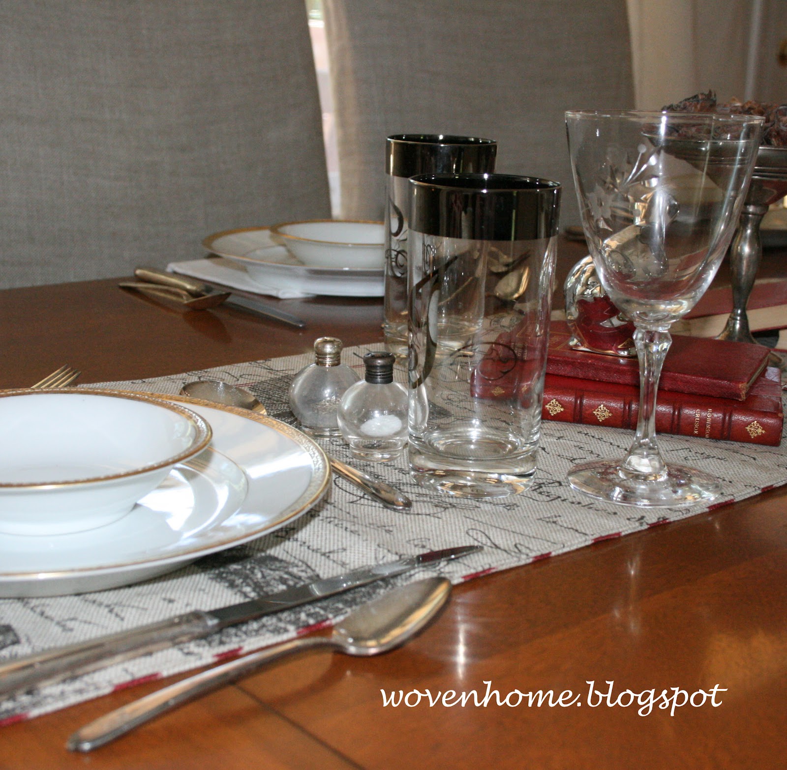 Woven Home Give Thanks Pillow and Fall Tablescape