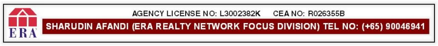 SHARUDIN AFANDI (ERA REALTY NETWORK PTE LTD) TEL NO: (+65) 90046941