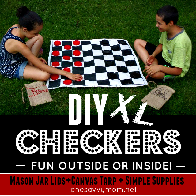 DIY XL Checkerboard & Checkers Game - Super-Size Fun Outside on the Lawn or Inside!  #Save4Summer Walmart Family Mobile One Savvy Mom onesavvymom blog