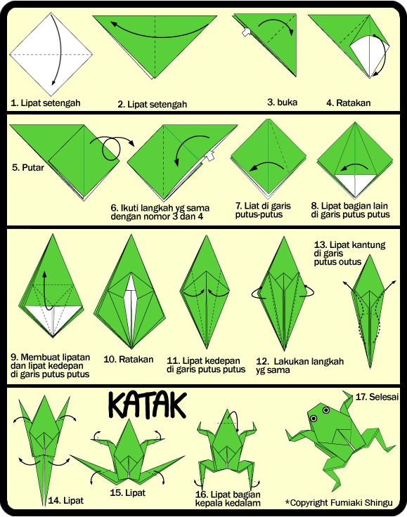 Cara Membuat Katak Dari Origami