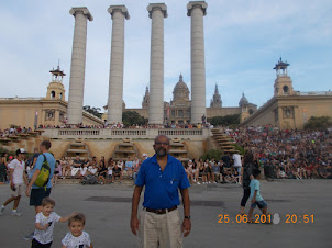 At the "Magic Fountain" in Barcelona.