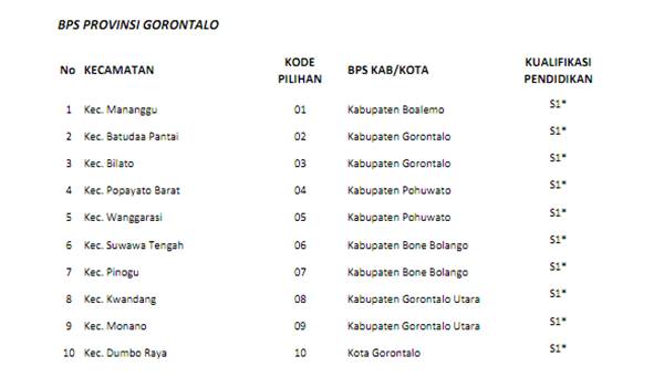 Formasi CPNS 2013 Badan Pusat Statistik (BPS) Formasi CPNS 2013 Badan Pusat Statistik (BPS)