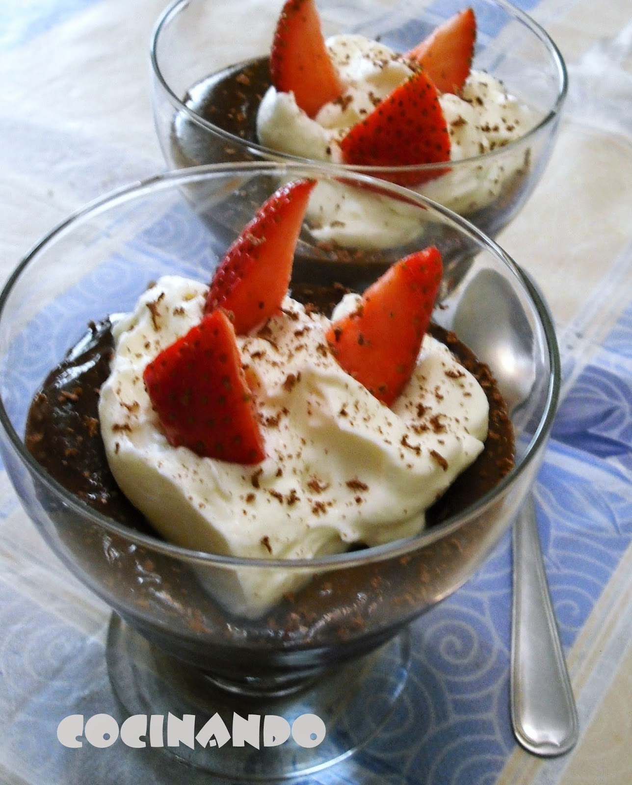 Copa De Chocolate Con Nata Y Fresas
