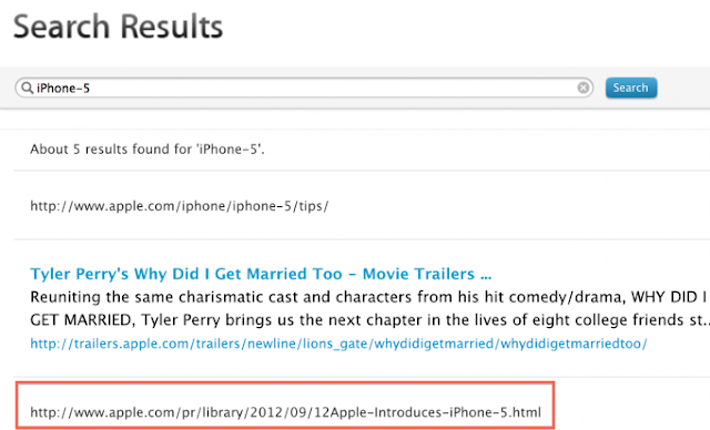 Apple Search engine confirmed that iPhone 5 release.