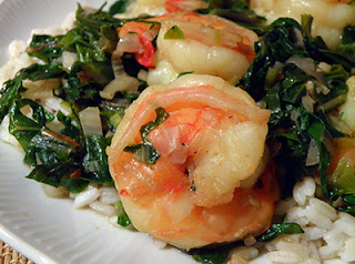 Shrimp with Kale and Garlic over Rice