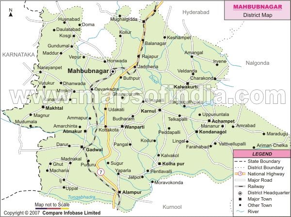 Mahabubnagar In Telangana Map Telangana: Mahabubnagar Route Map