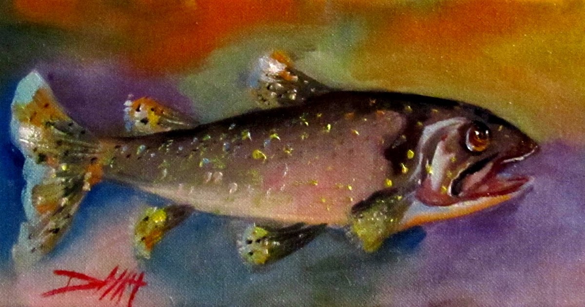 Painting of the Day, Daily Paintings by Delilah Lake Trout,fish paintings