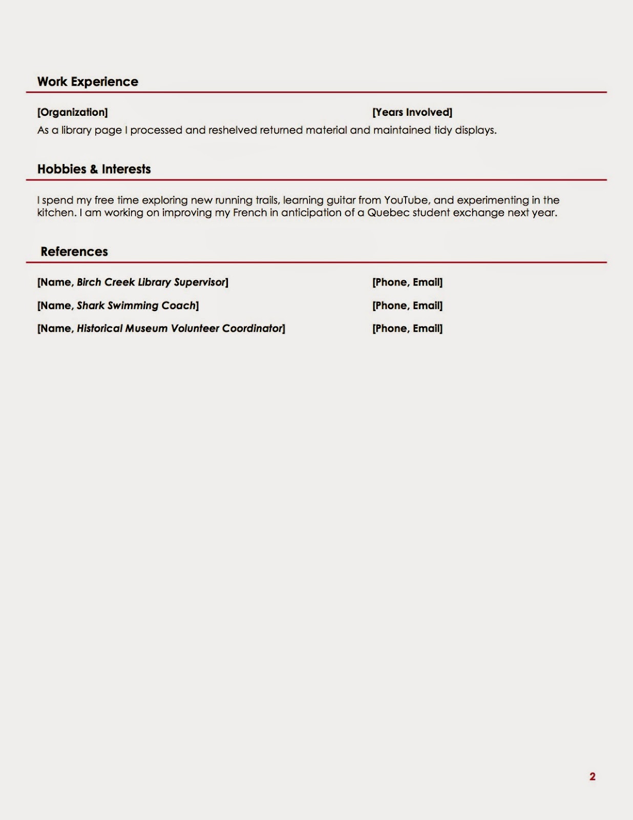 resume for grocery store