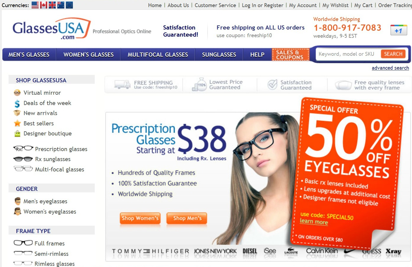 GlassesUSA.com is the premier place to buy discount prescription eyeglasses