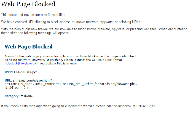 web page blocked
