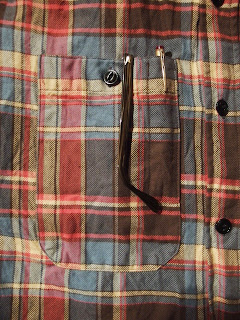 engineered garments work shirt in brown/blue cotton plaid