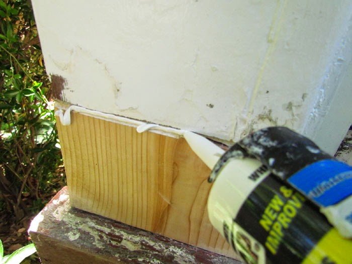 Rotted Exterior Wood Post Repair Completion Crawls Backward (When Alarmed)