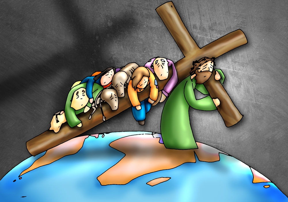 CRECEMOS JUNTOS II ESTACIÓN. JESÚS CARGA CON LA CRUZ CAMINO DEL CALVARIO