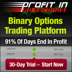 Your 30-day trial (no credit card required) of The “Profit In 60 Seconds” Binary Options Trading Software 
