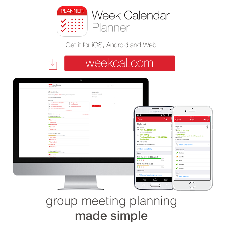 week calendar group planning calendar
